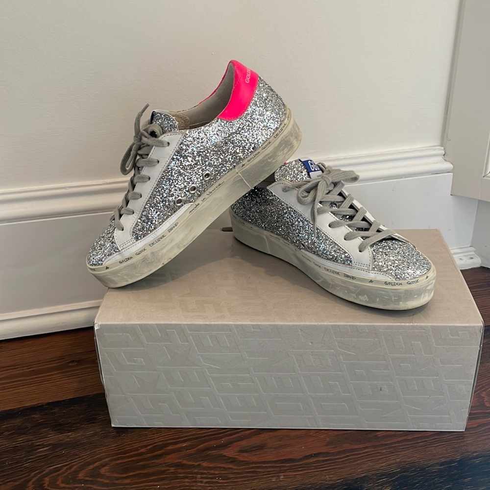 Golden Goose Hi Star silver glitter size 37